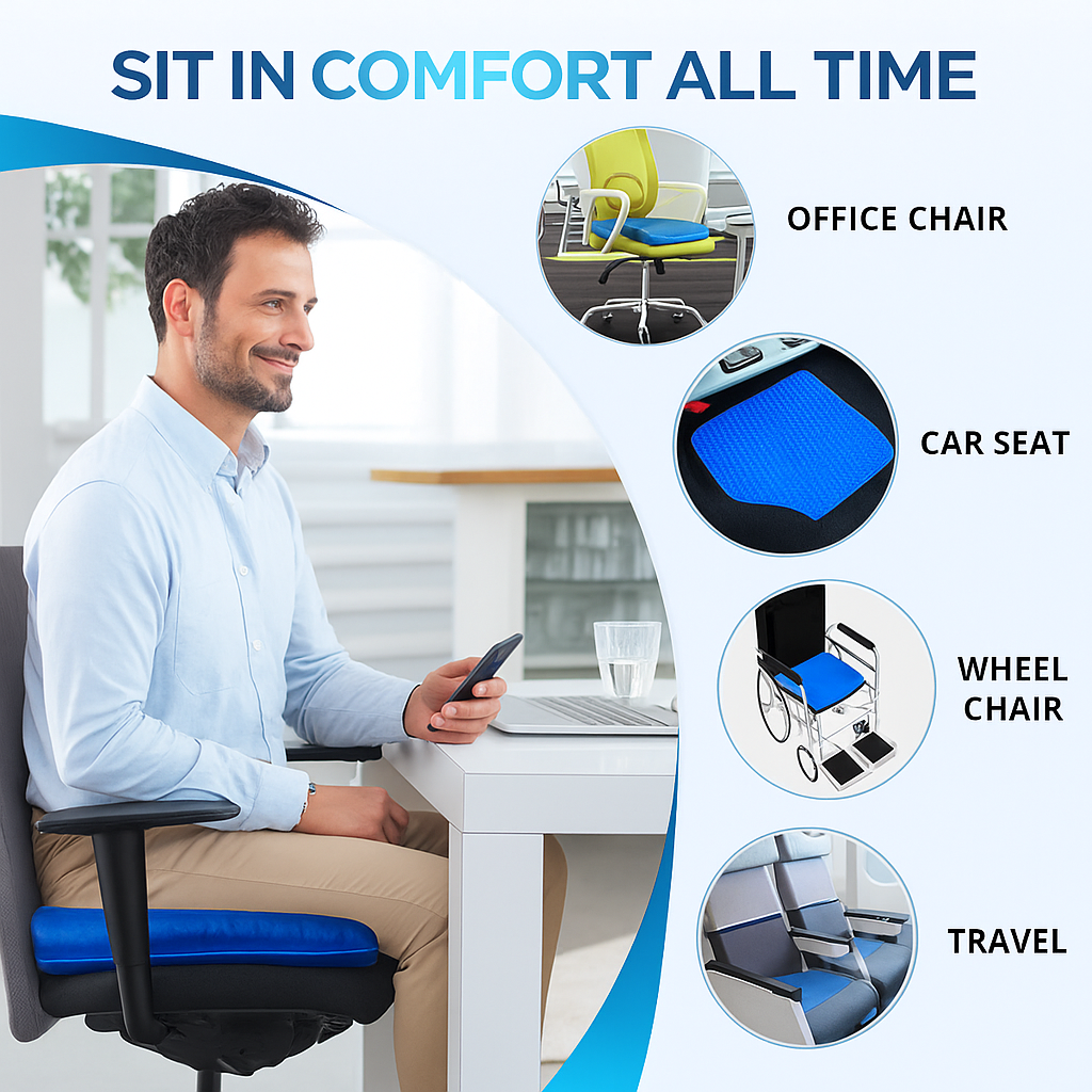SitWell Pro™ Therapeutic Gel Cushion for Back Pain, Hip Comfort & Posture Care